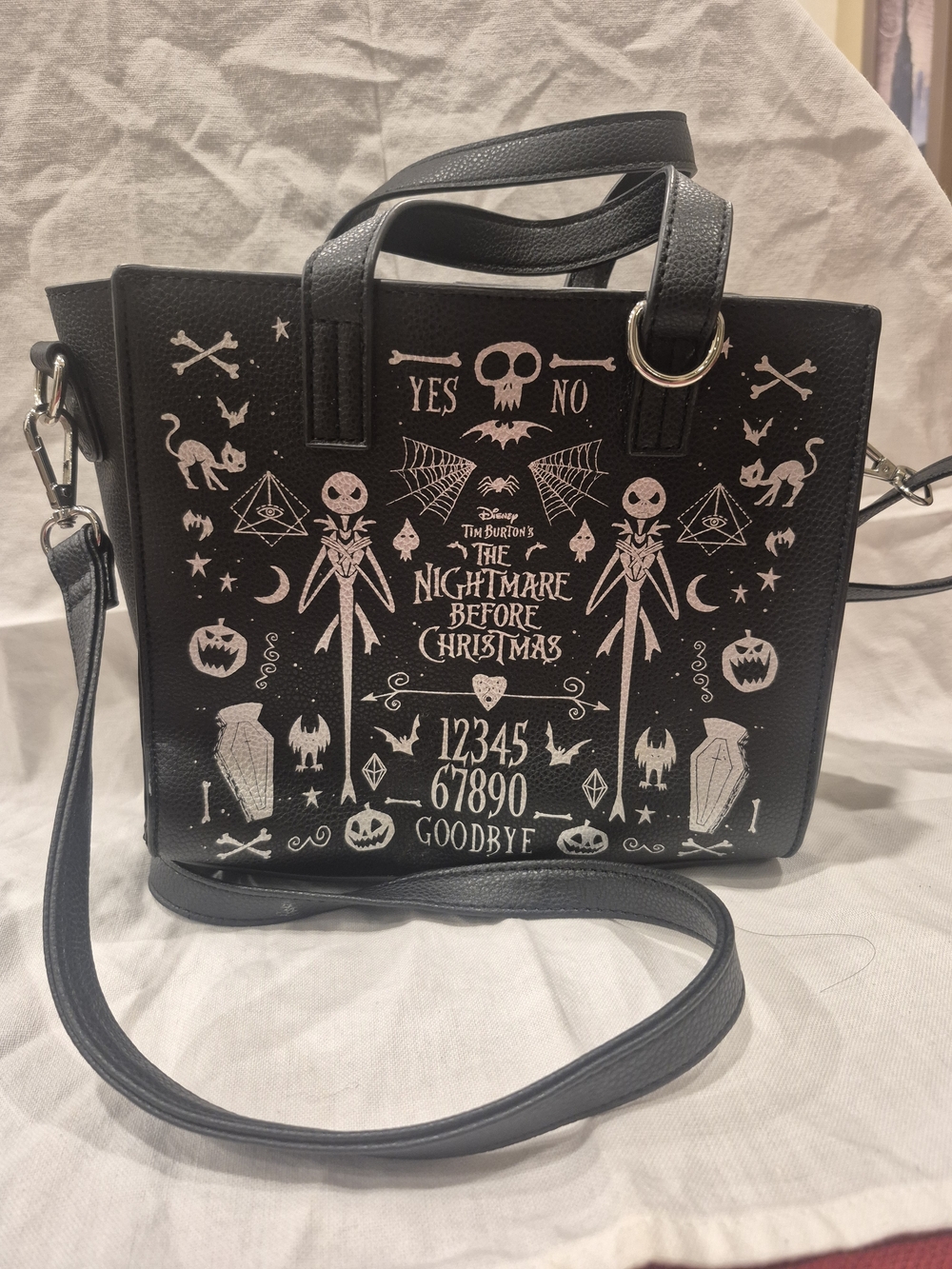 Disney The Nightmare Before Christmas Black Graphic Crossbody Tote - Picture 2 of 5